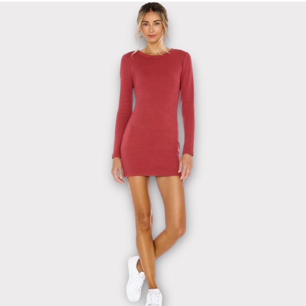 Lovers and Friends Vivianna Long Sleeve Bodycon Mini Dress S Black Cherry